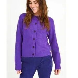 NWOT Jumper 1234 Strickweste Heavy Crew Cashmere Cardigan Violet Purple Womens S